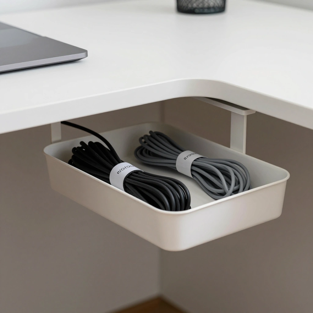 Corner Desk Cable Management Station
