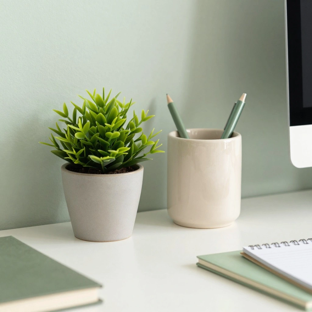 Corner Desk Plant & Stationery Nook