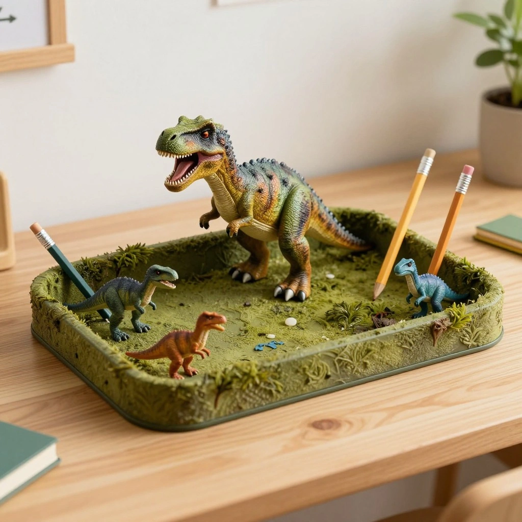 Dinosaur-Themed Desk Organizer
