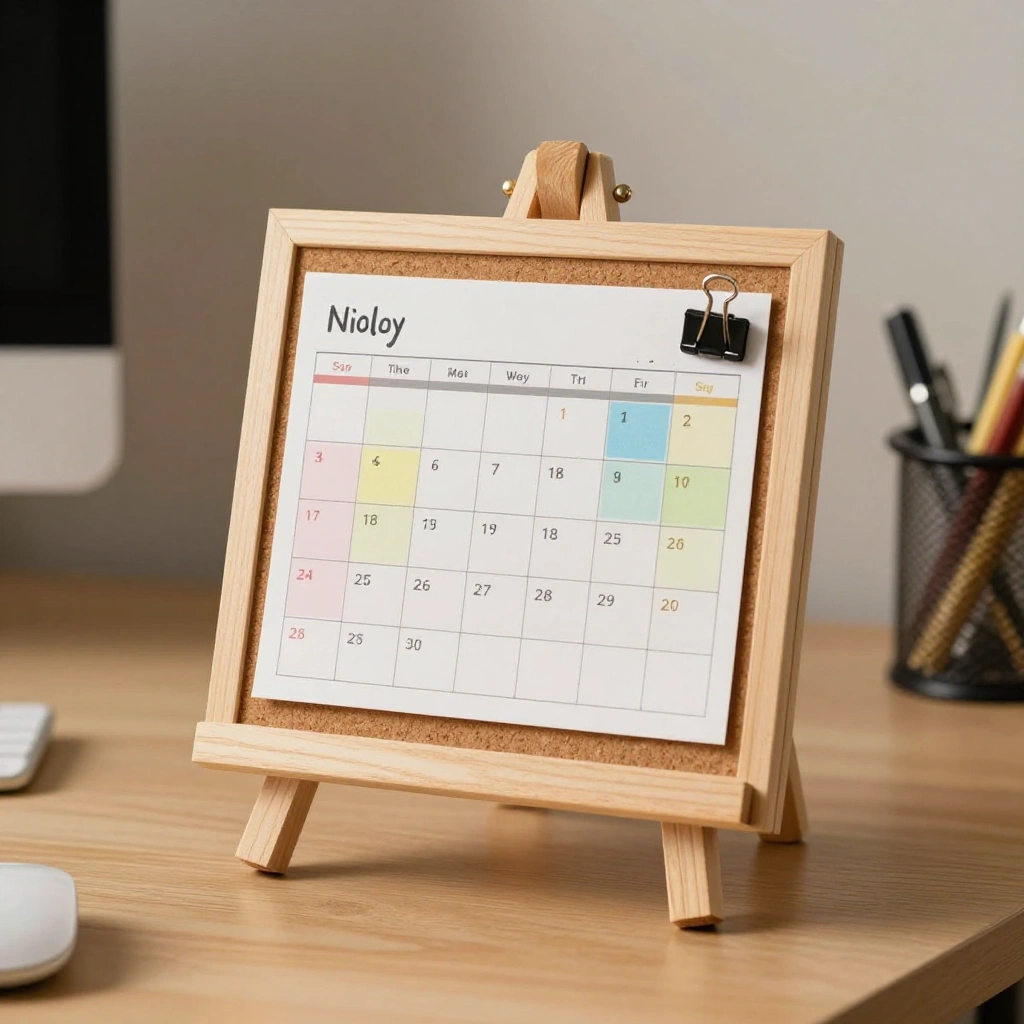Small Corkboard Calendar Stand