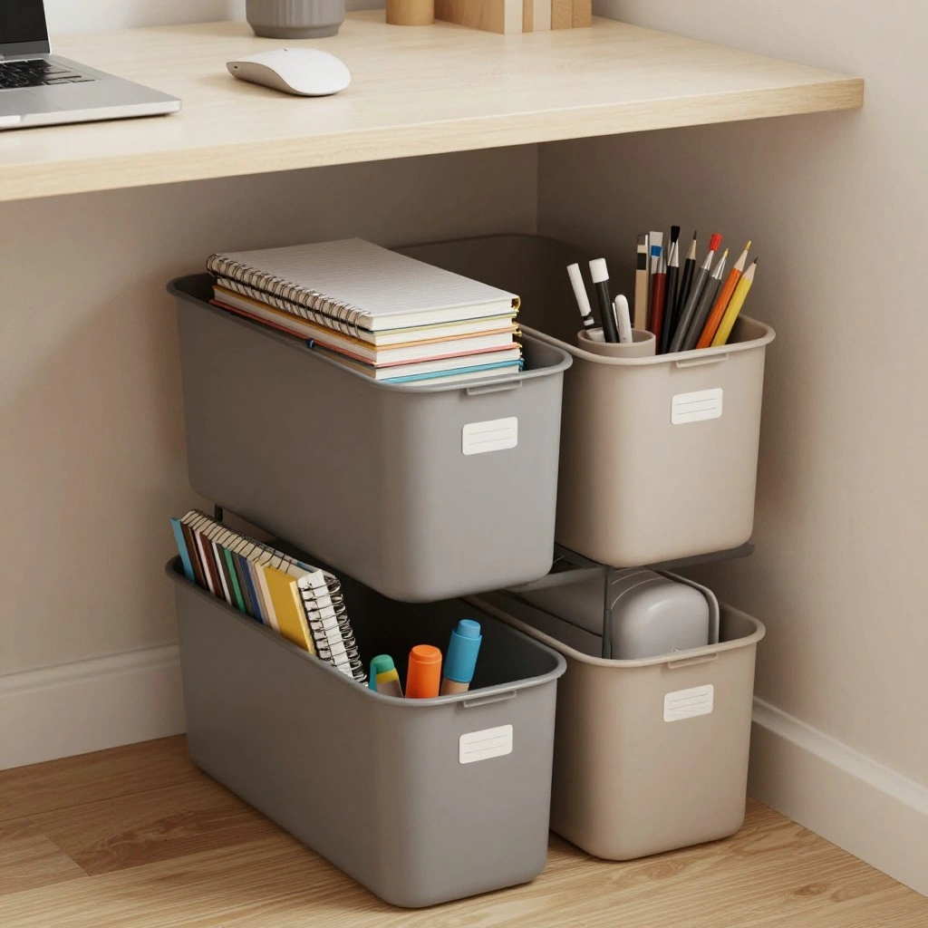 Under-Desk Corner Storage Bins