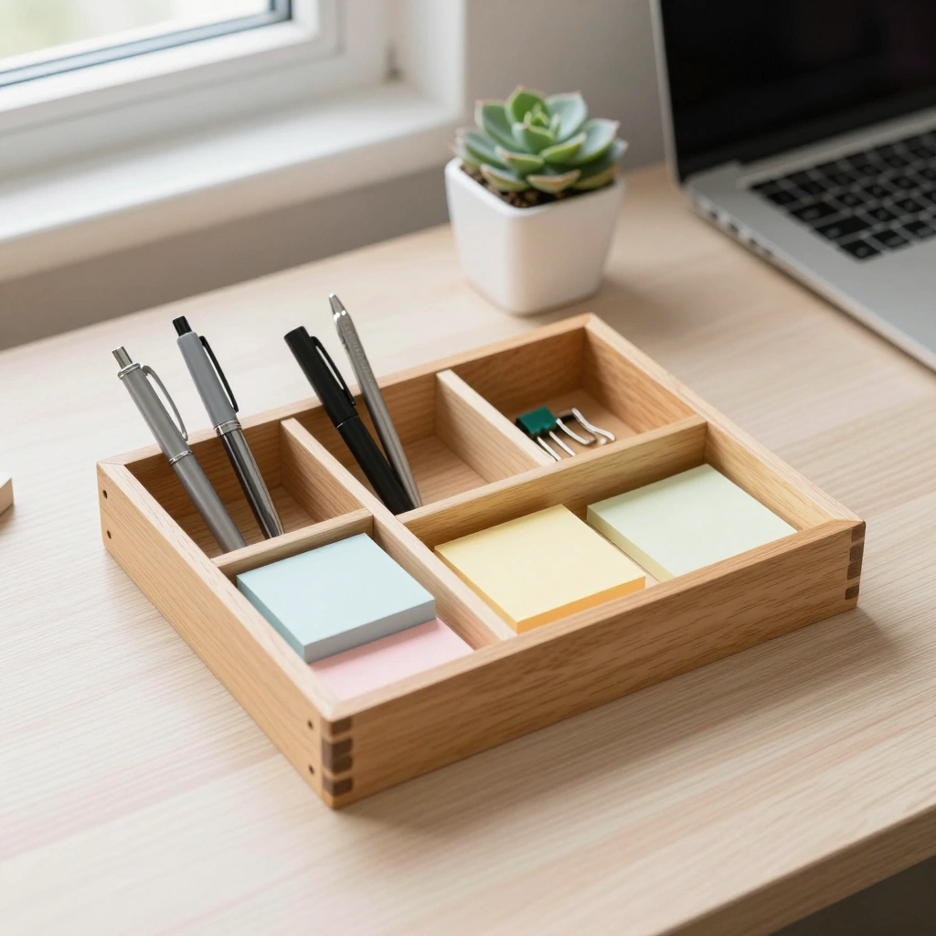 Wooden Desktop Organizer Tray