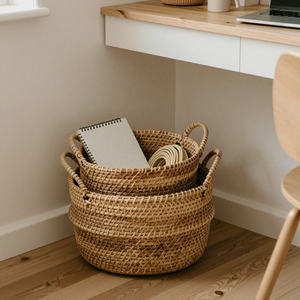 Woven Basket Corner Storage