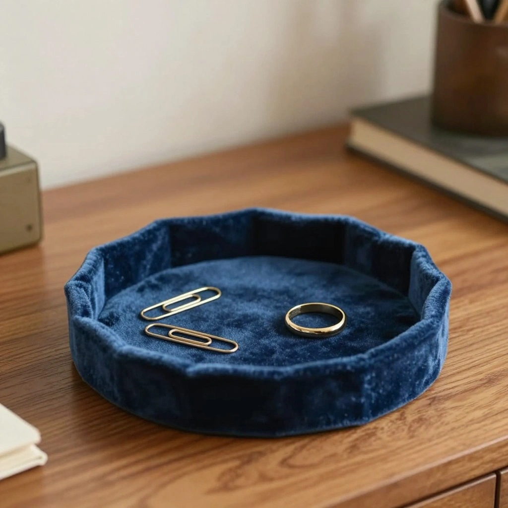 Blue Velvet Jewelry and Trinket Tray
