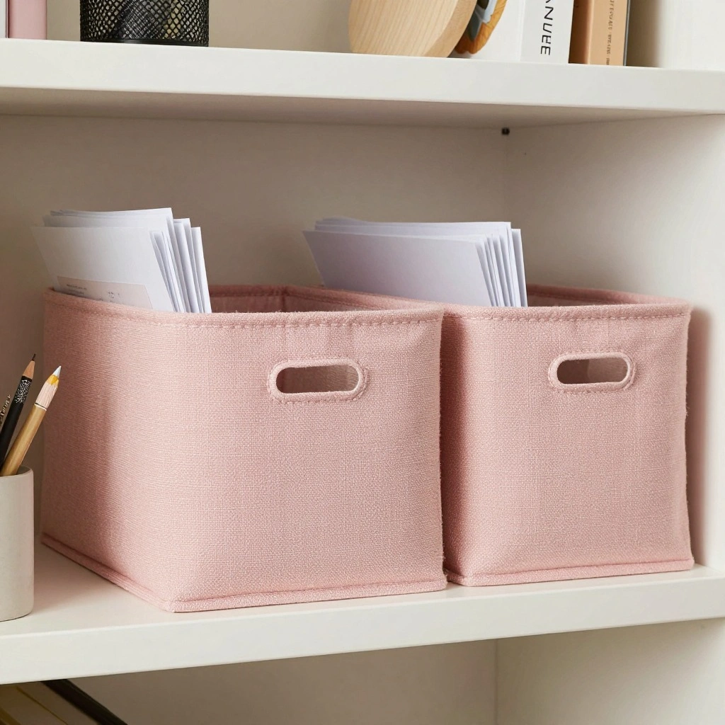 Blush Pink Fabric Storage Bins