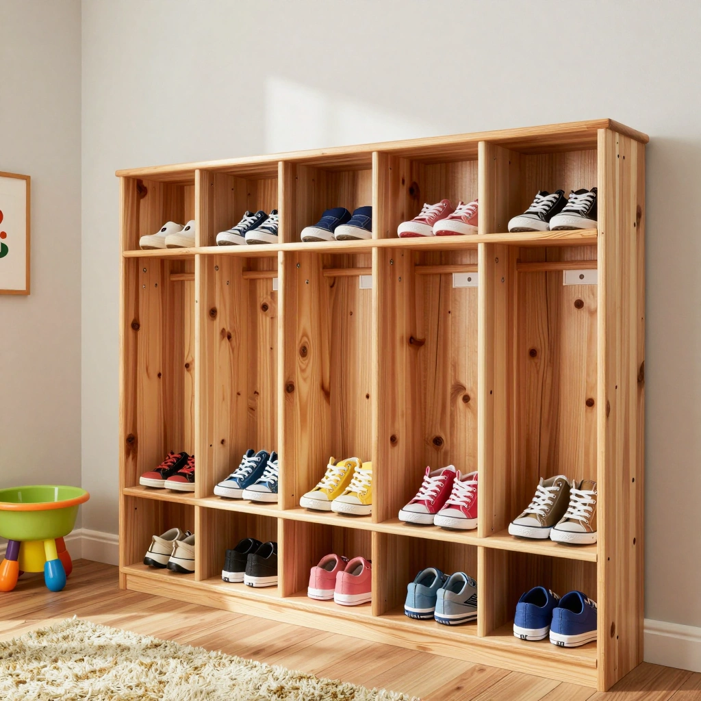 Built-In Shoe Cubbies with Labels