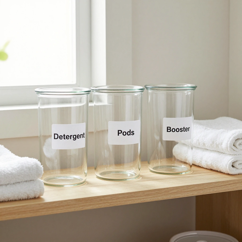 Clear Labeled Canisters for Detergent and Pods