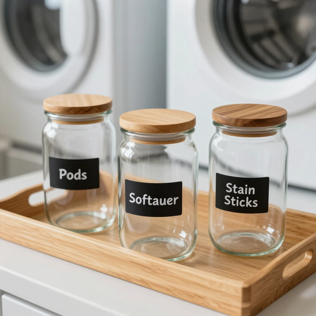 Clear Labeled Jars for Detergent Pods and Supplies