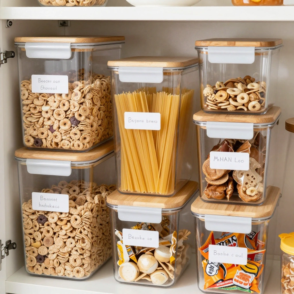 Clear Pantry Bins for Snacks and Staples