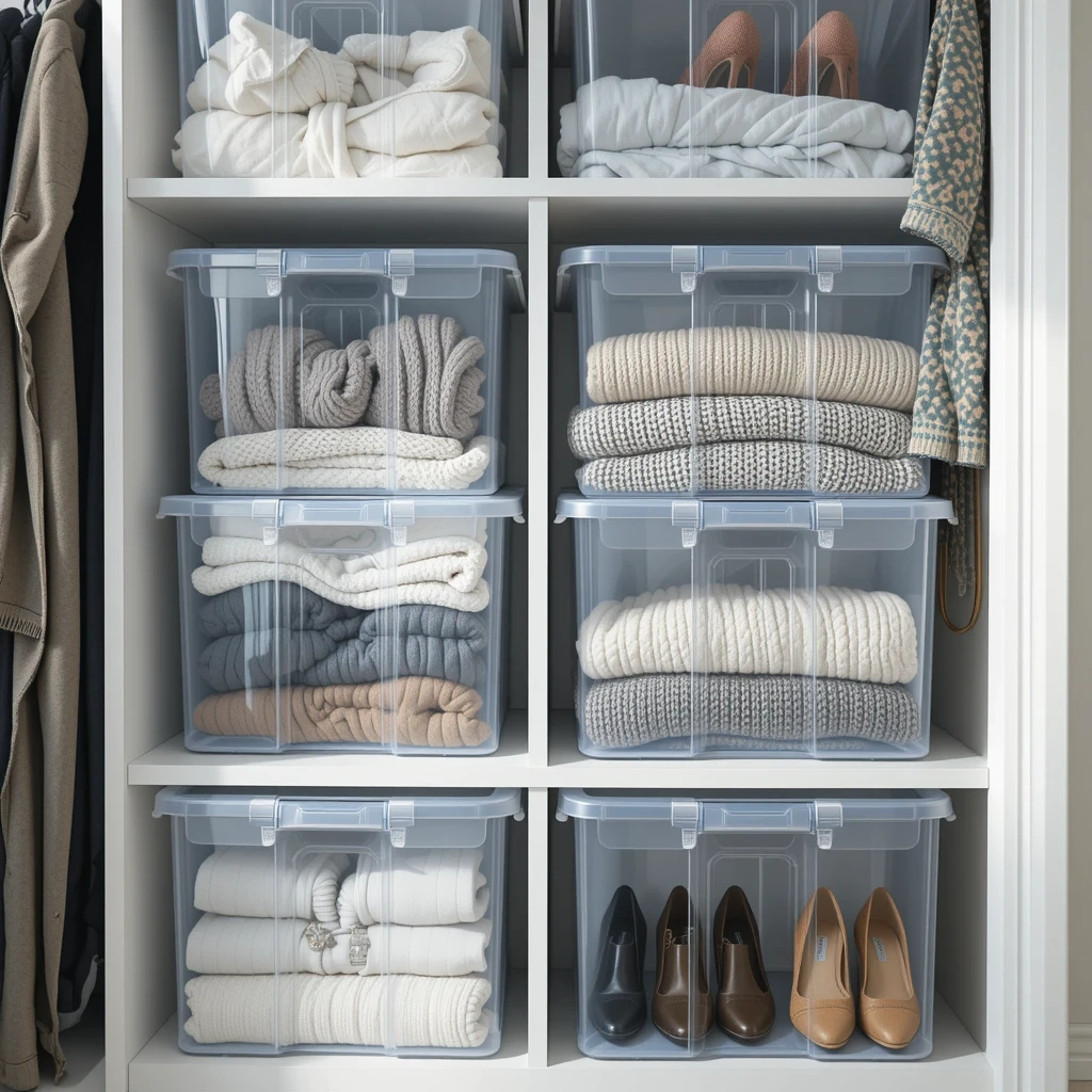 Clear Stackable Storage Bins