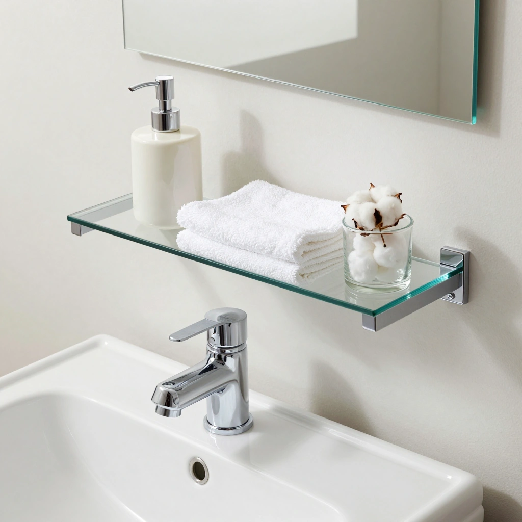 Glass Shelf with Chrome Brackets