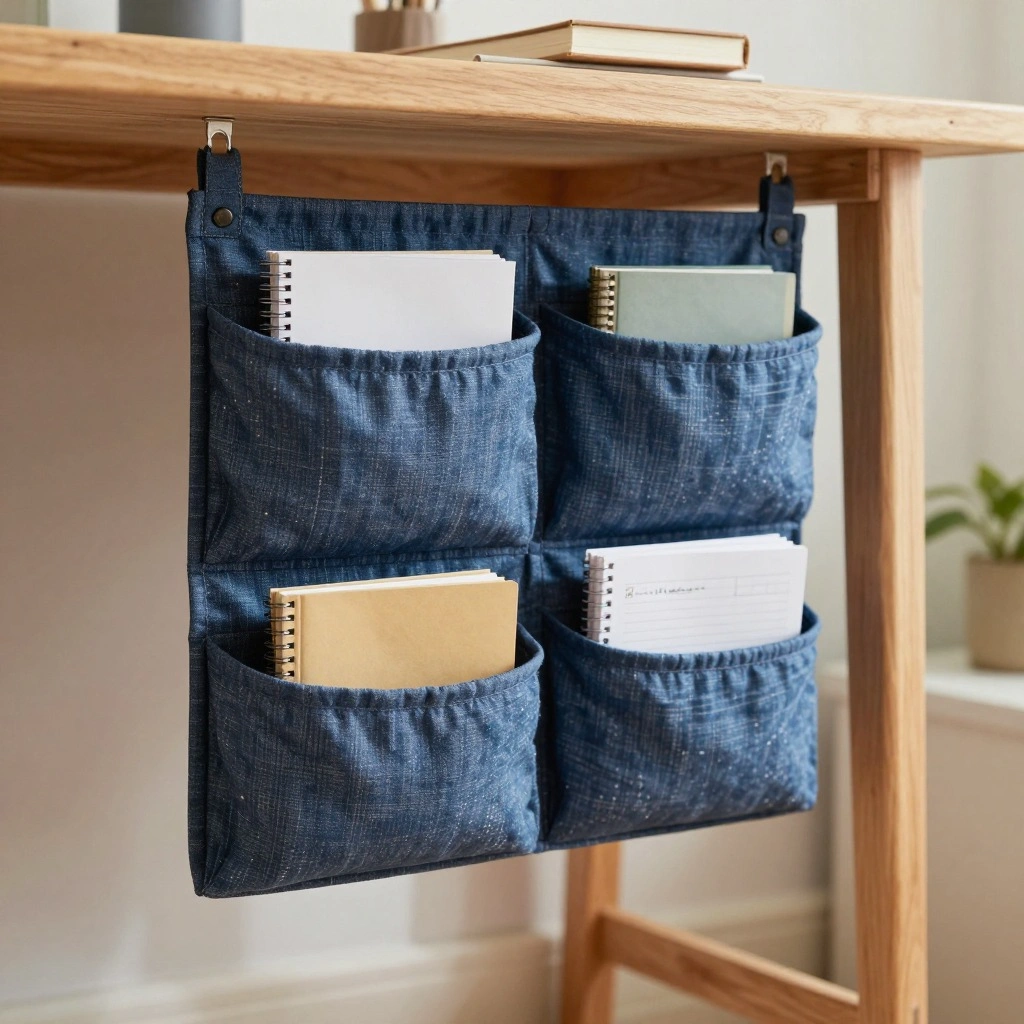 Hanging Blue Fabric Storage Pockets
