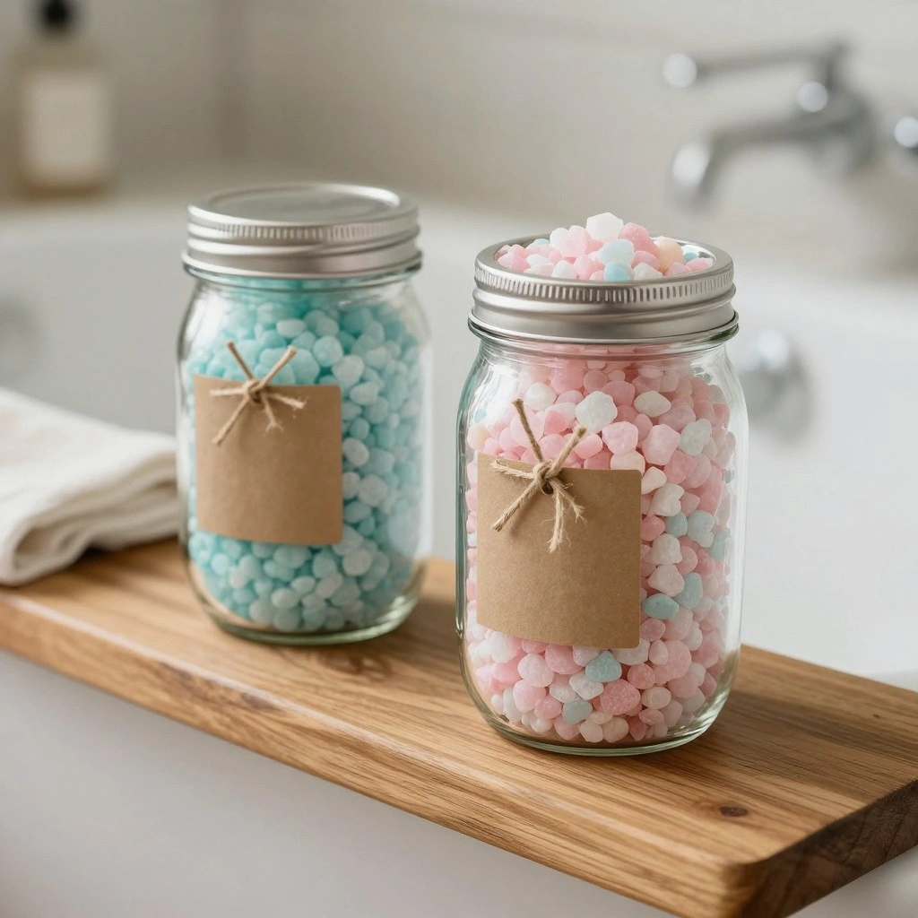 Labeled Mason Jars for Bath Salts