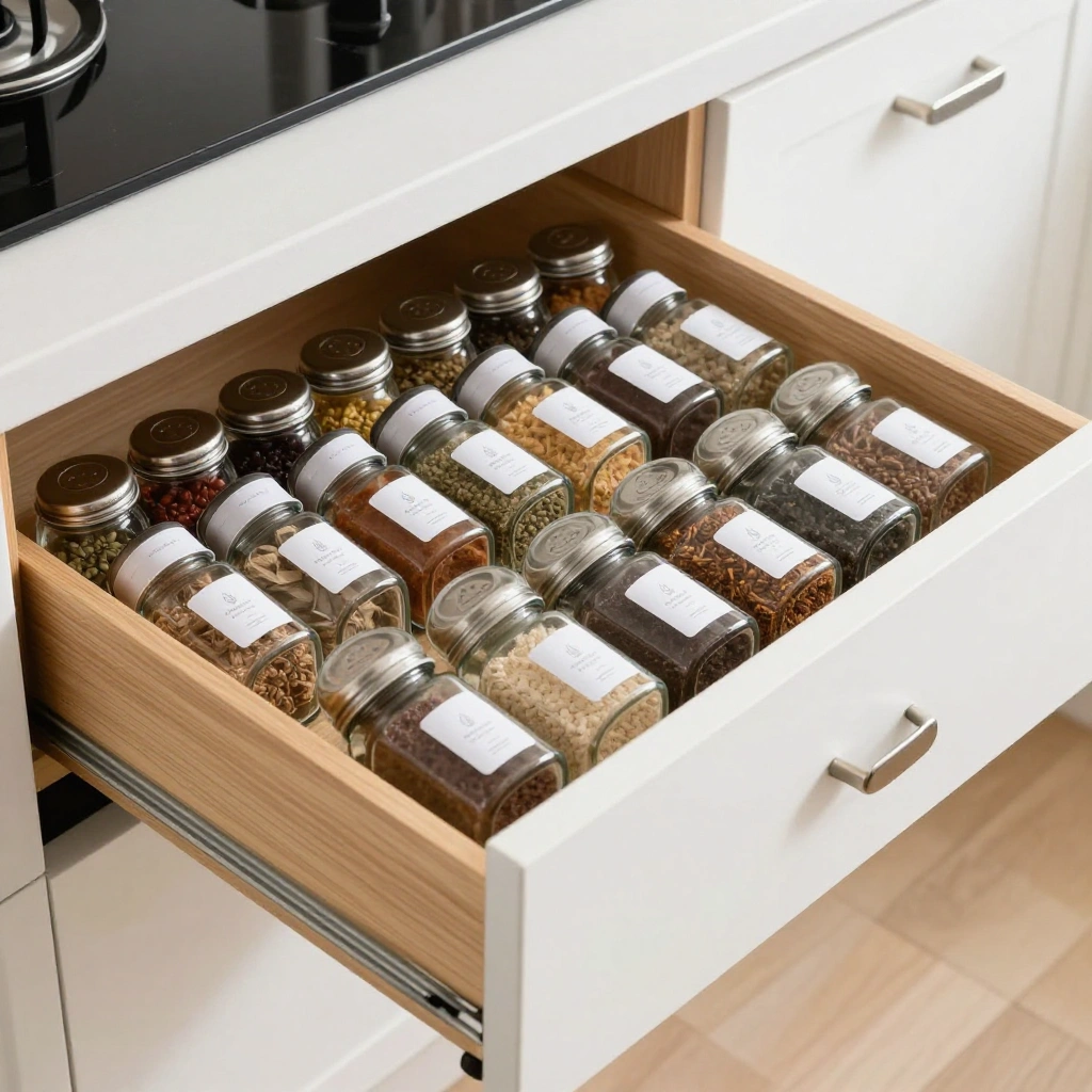 Labeled Spice Drawer or Rack
