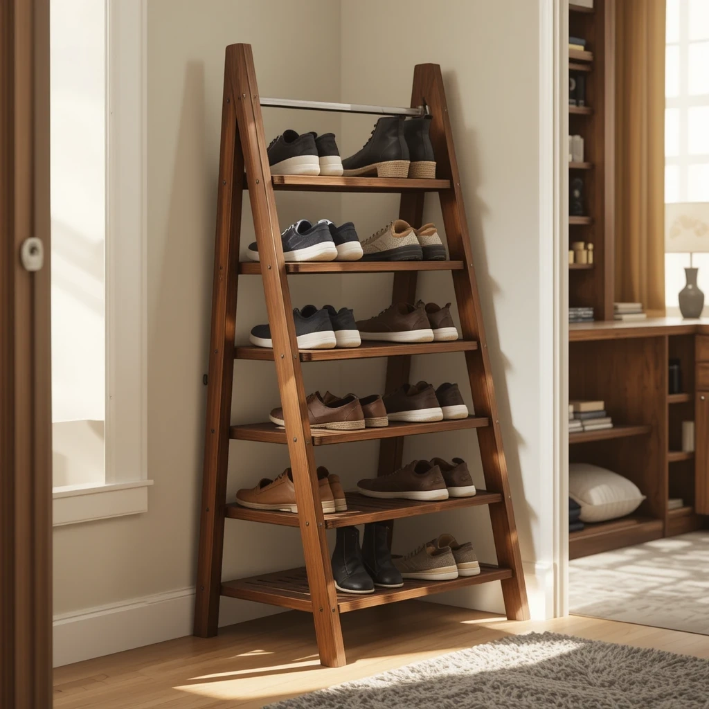 Ladder-Style Tiered Shoe Rack