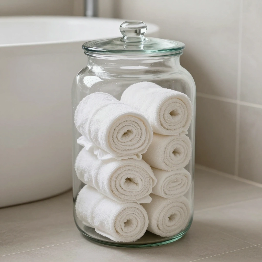 Large Glass Jars for Extra Towels or Washcloths
