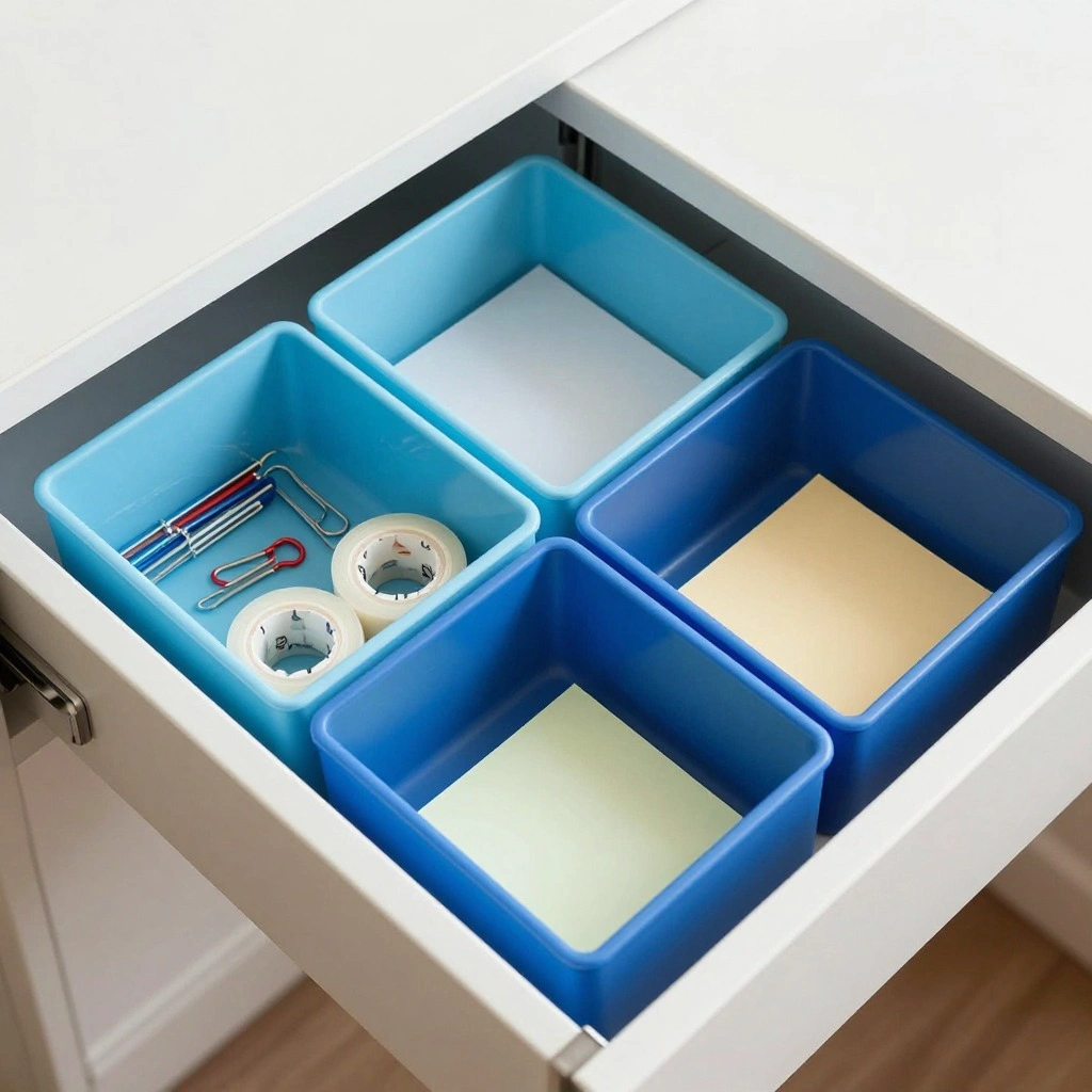 Layered Blue Ombre Drawer Organizers