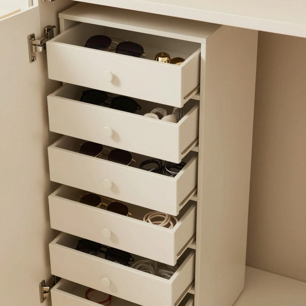 closet organization with drawers