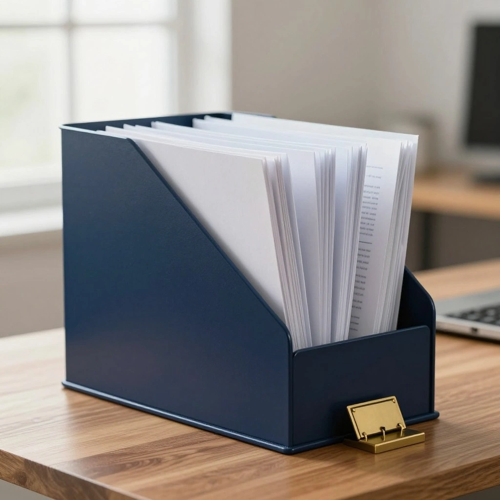 Navy Blue Desktop File Organizer
