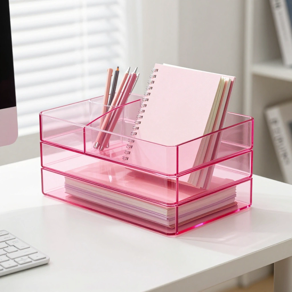 Pink Acrylic Stackable Organizer Trays
