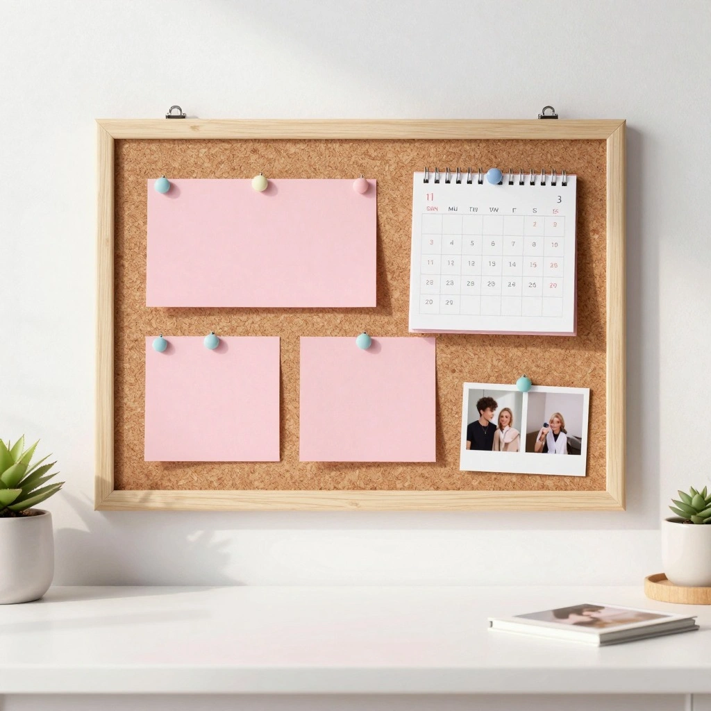 Pink Cork and Memo Board Combo