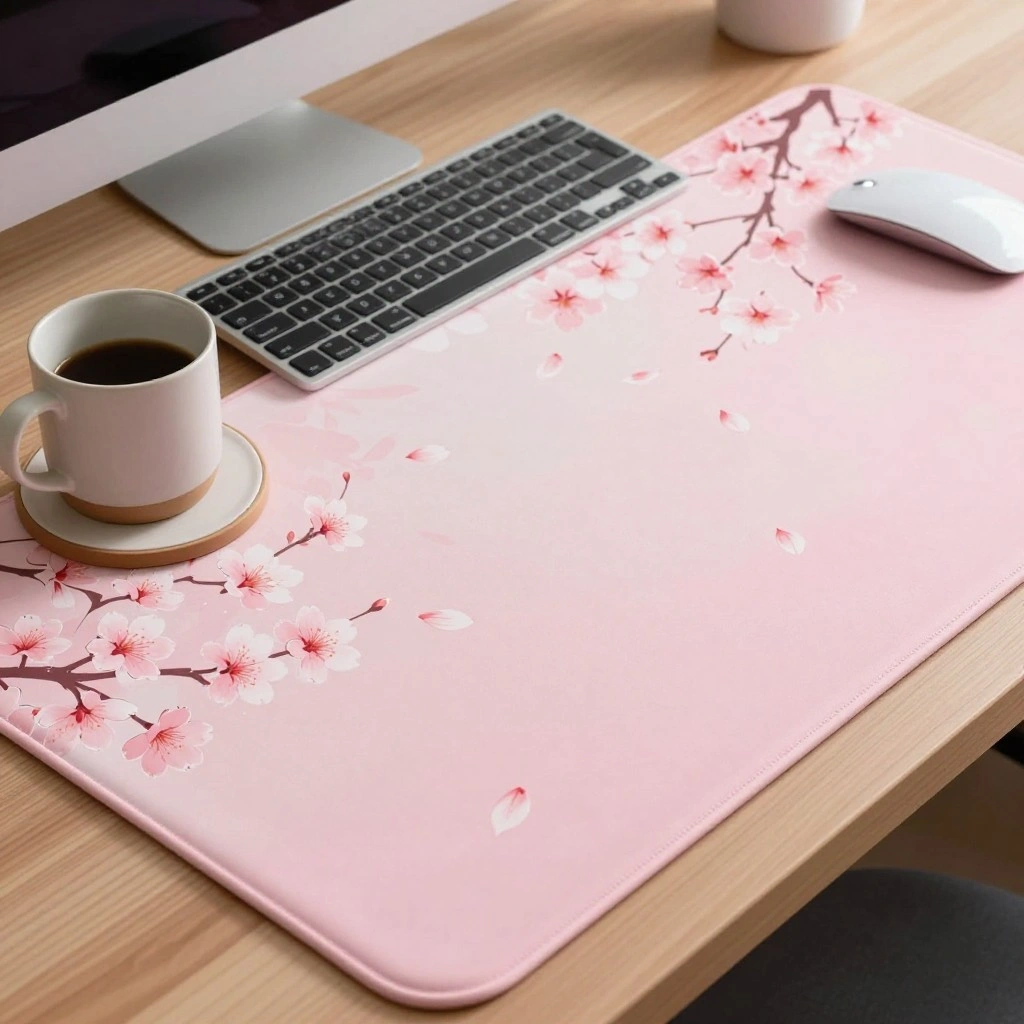 Sakura Petal Desk Mat and Coaster Set