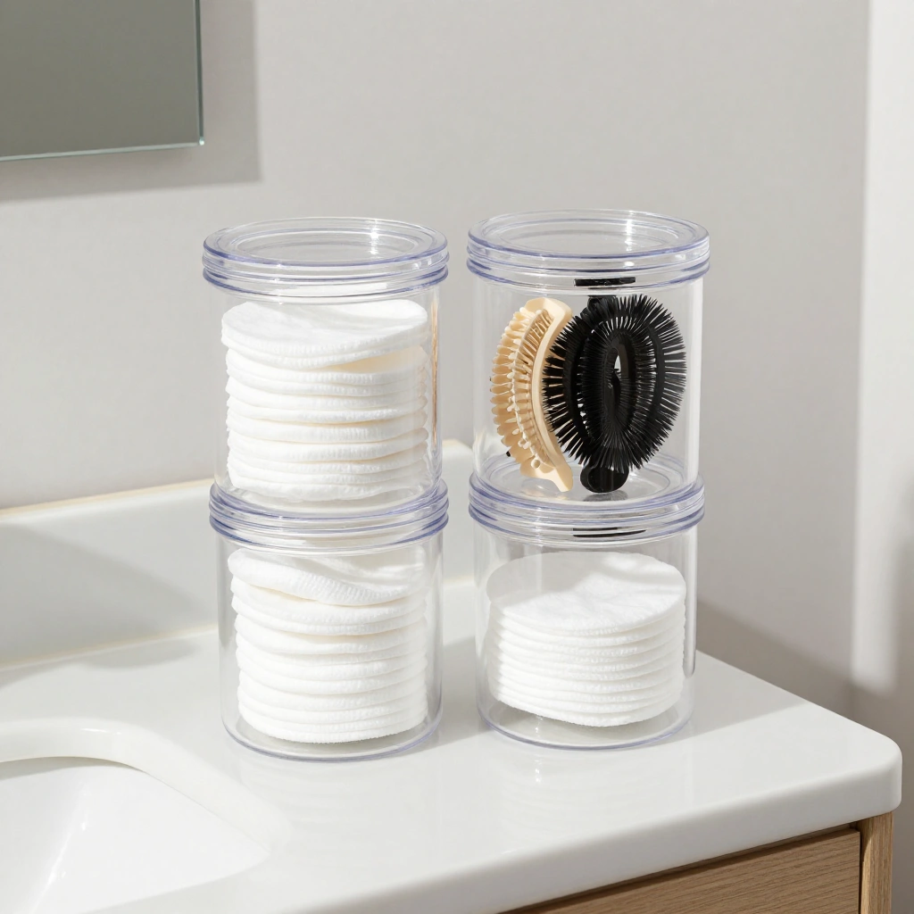 Stackable Acrylic Jars for Vanity Counters