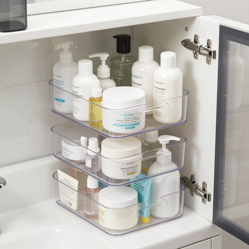 Stackable Clear Bins for Skincare