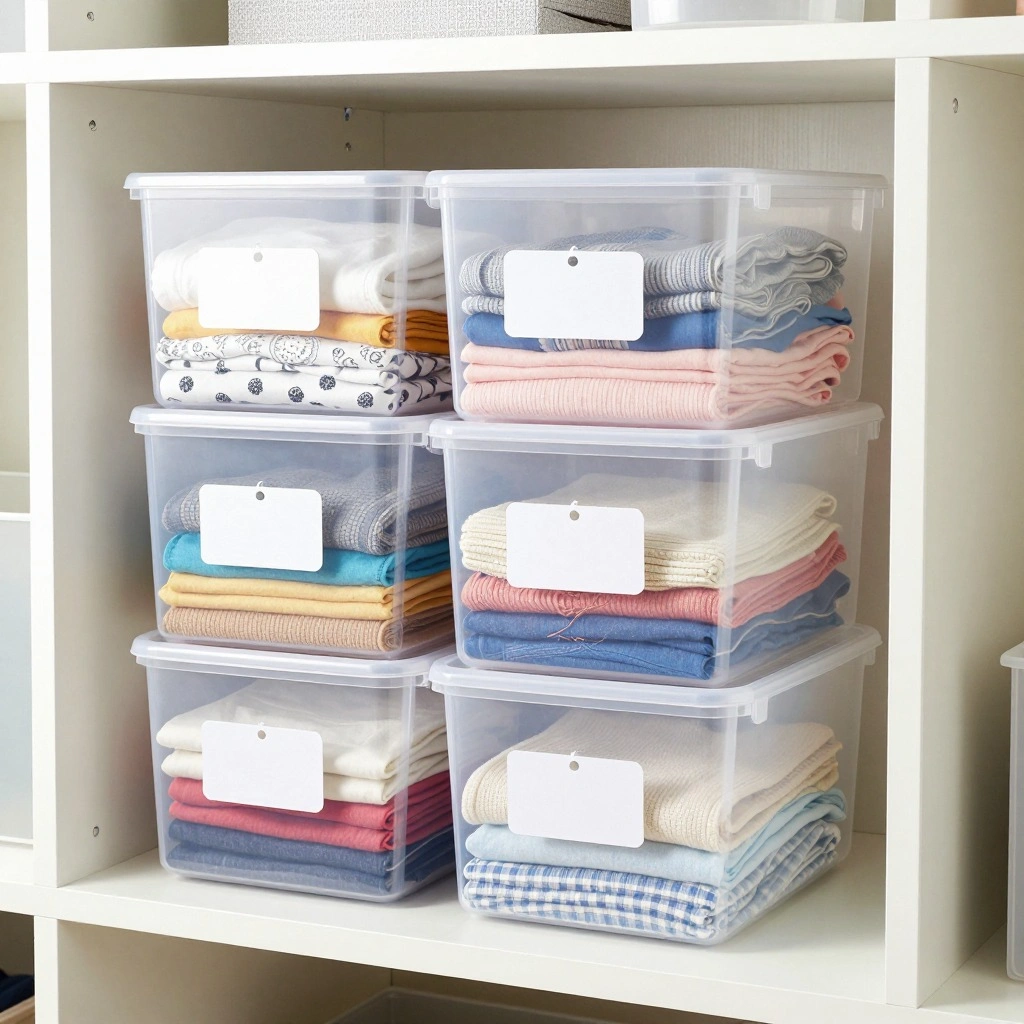 Stackable Clear Labeled Bins