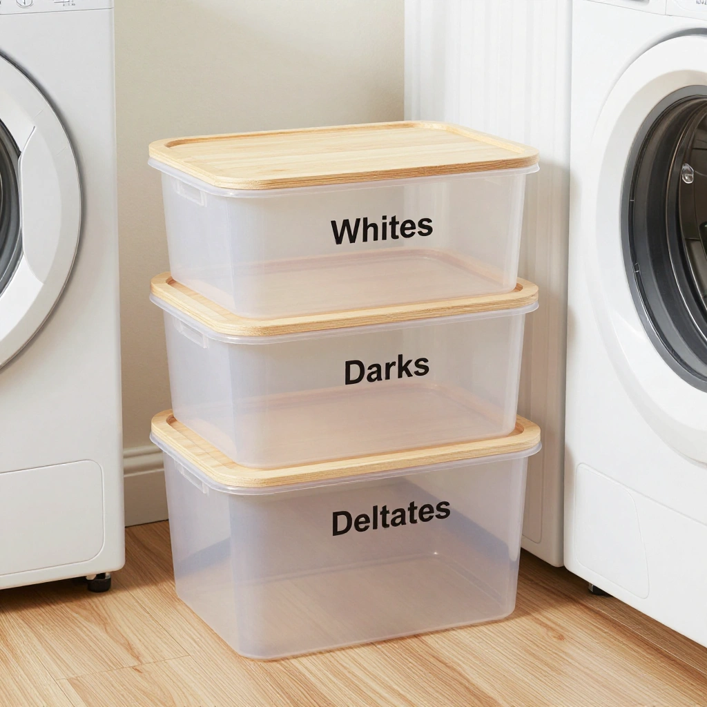 Stackable Clear Laundry Bins for Sorting