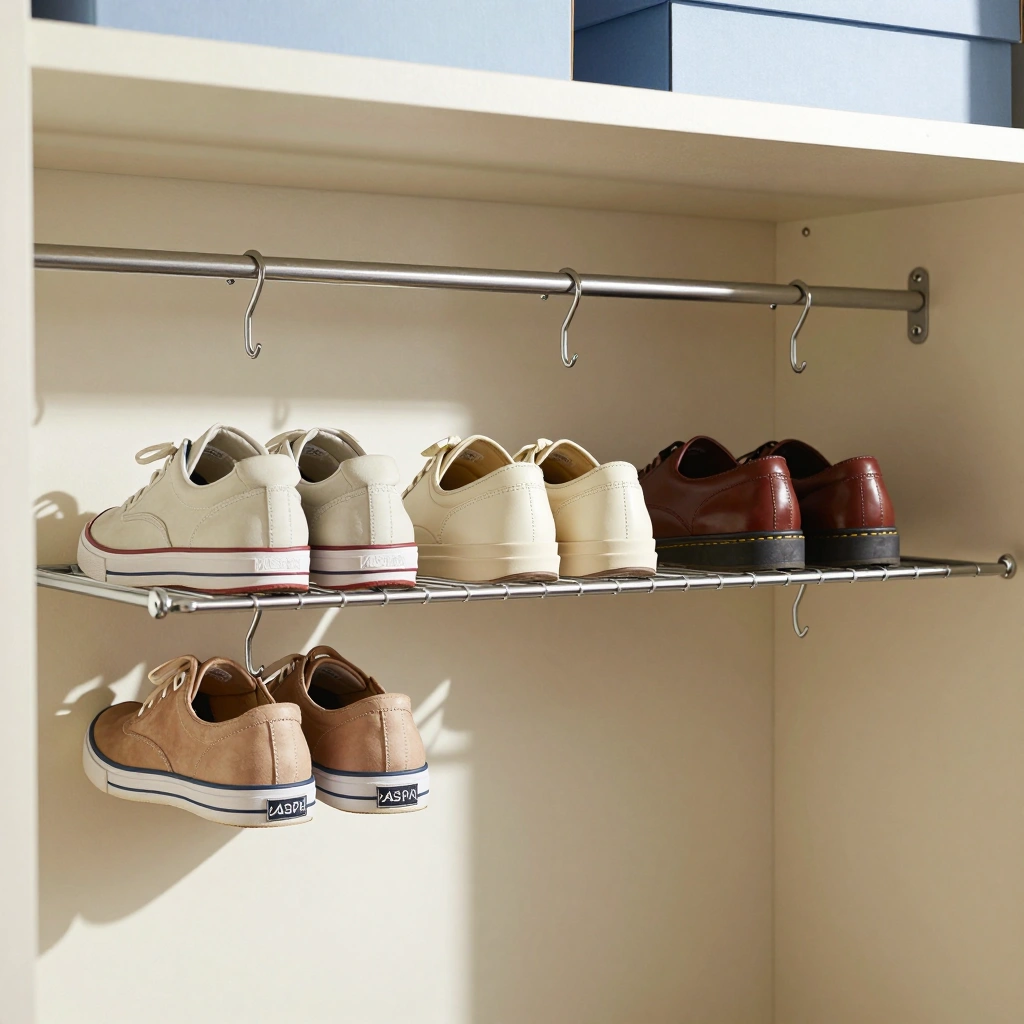 Under-Shelf Wire Shoe Rack