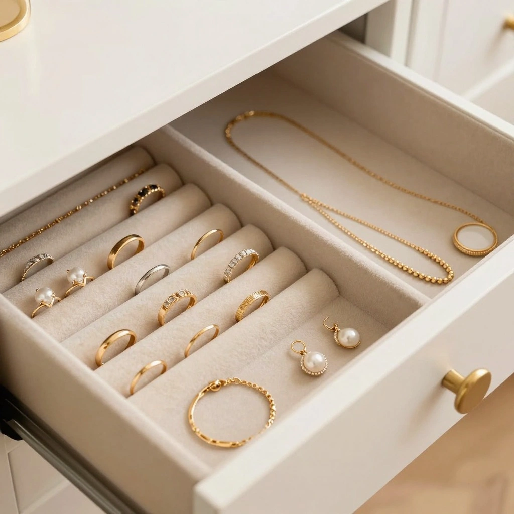 Velvet-Lined Jewelry Drawer Organizer
