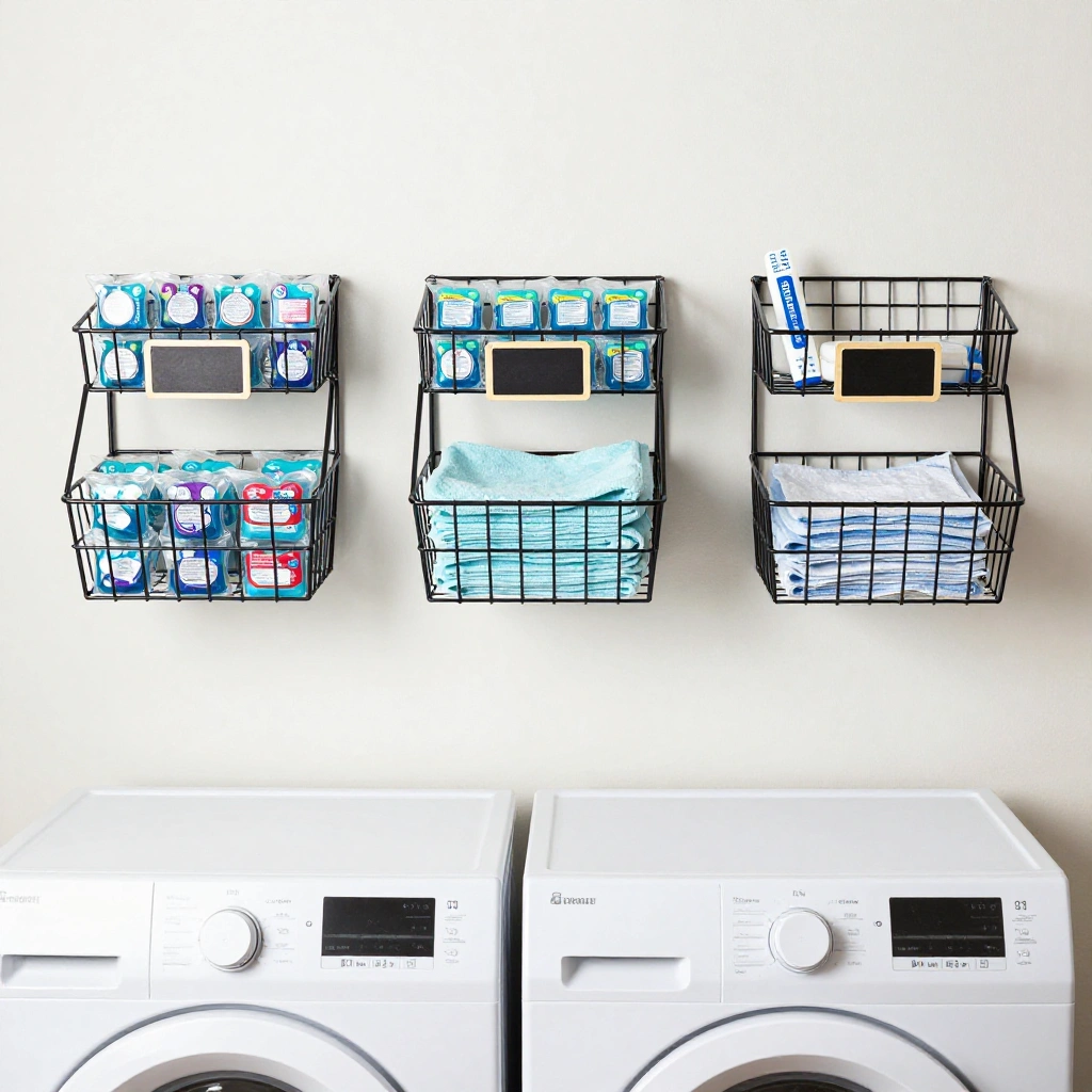 Wall-Mounted Wire Baskets for Small Supplies