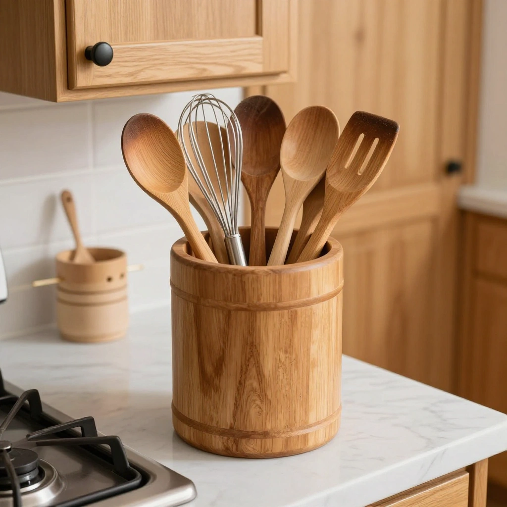 Wooden Utensil Crock