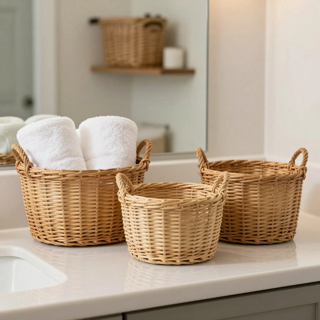 Woven Rattan Basket Trio