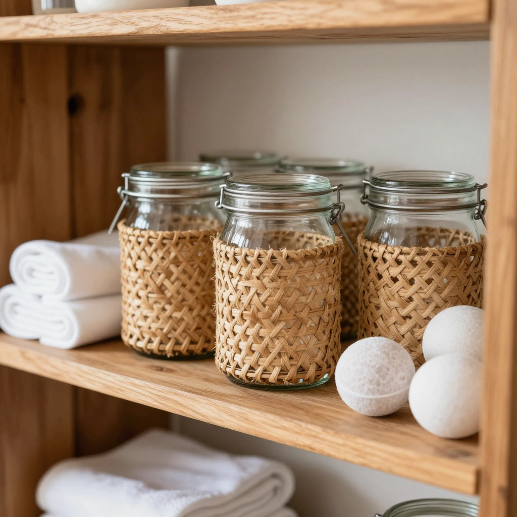 Woven-Wrapped Jars for Rustic Farmhouse Storage