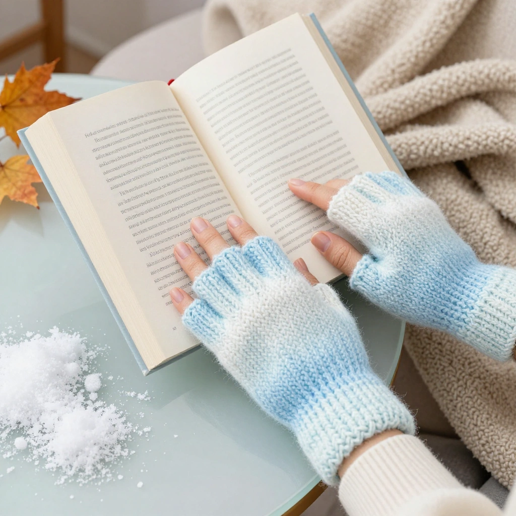 Icy Blue Ombre Fingerless Gloves