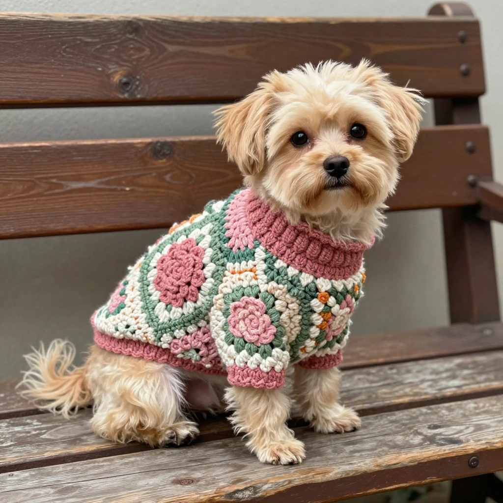 Crochet Dog Sweater Granny Square